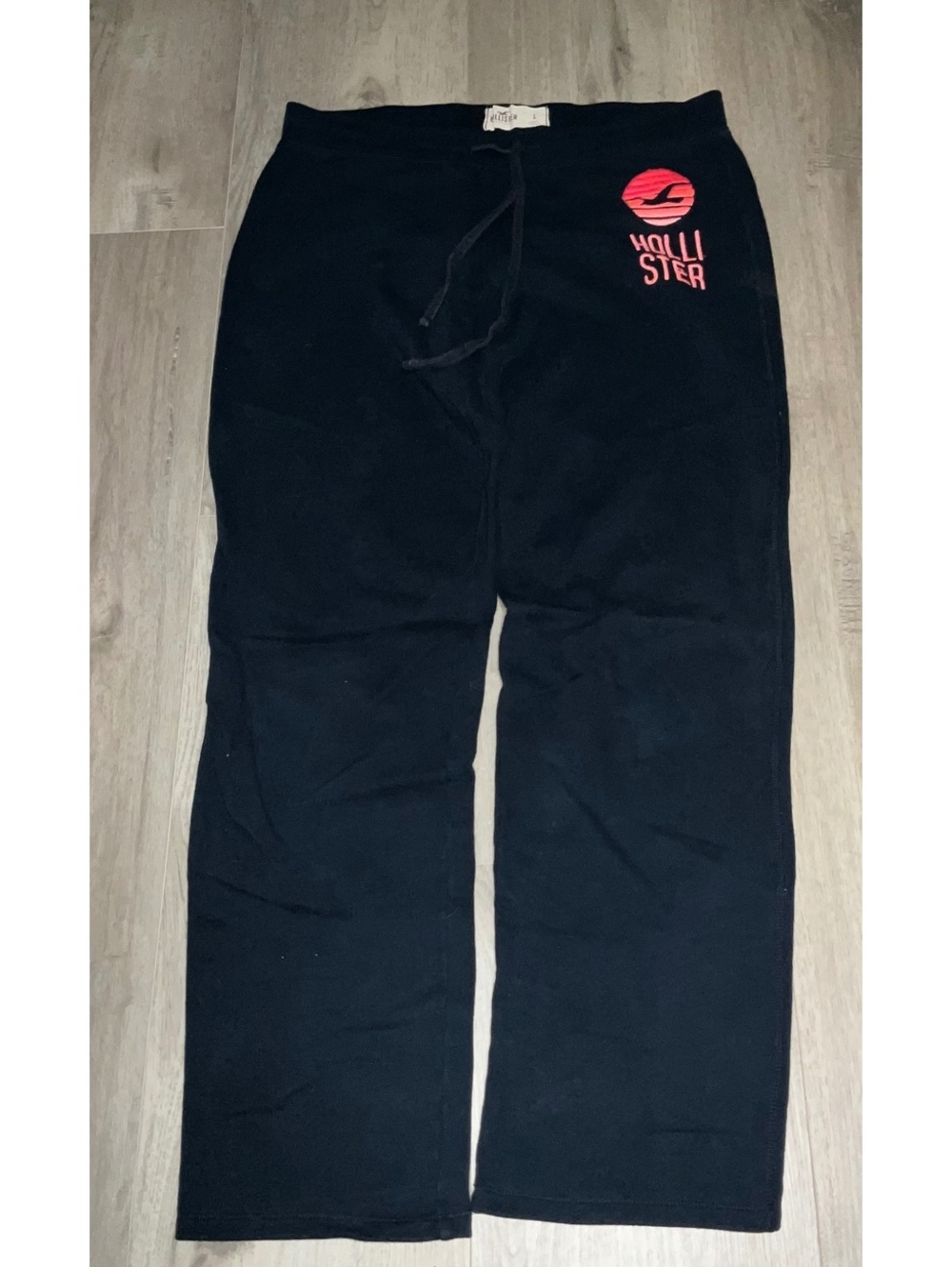 Hollister Black Sweatpants with Red Logo, Size Large